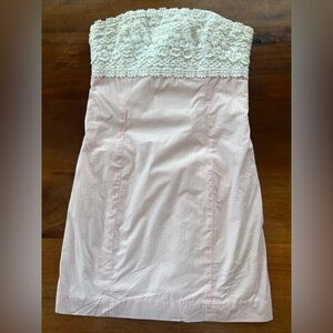 Lilly Pulitzer Pink/ White Seersucker Strapless Dress - Size 4